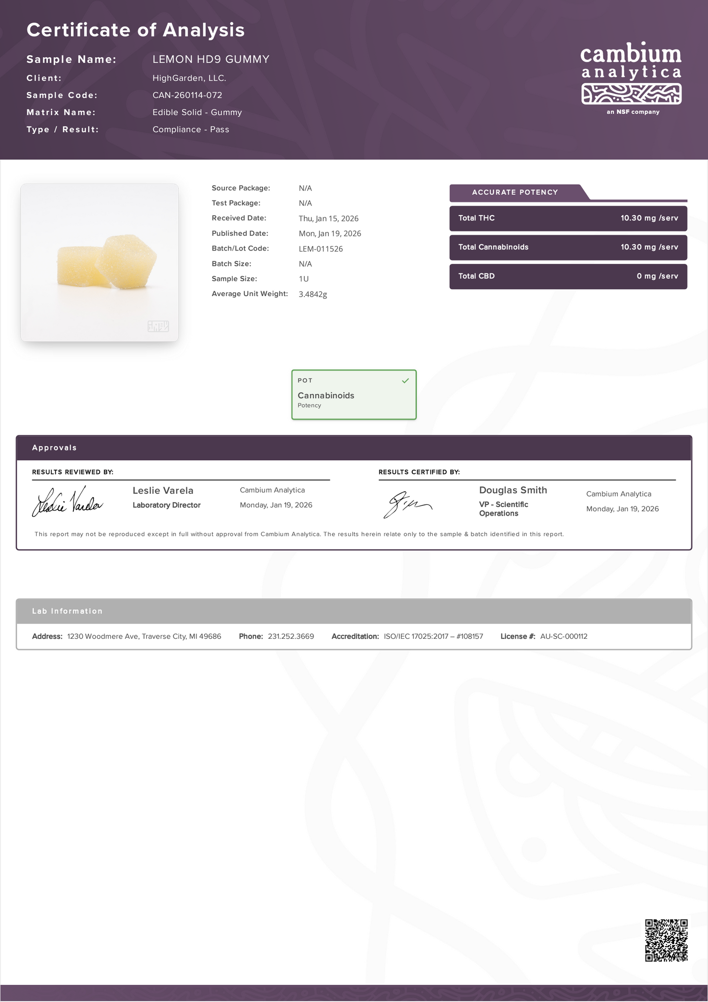 Highgarden Gummies - Lemon - 10mg THC