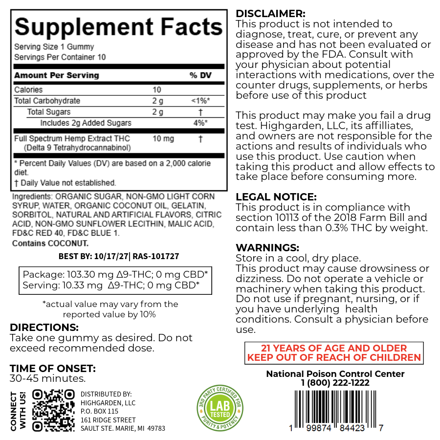 Highgarden Gummies - Raspberry